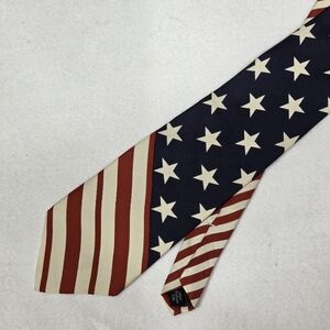 Vintage BriTches Silk Tie American Flag Stars Stripes USA 100% Italian Silk